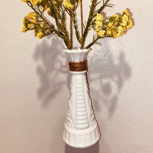 Hanging Milk Glass Vases with Twine (set of 2)